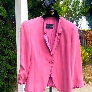 Giorgio Armani Vintage Silk Rose Jacket / Blazer with Ruffle Trim, IT Sz 44